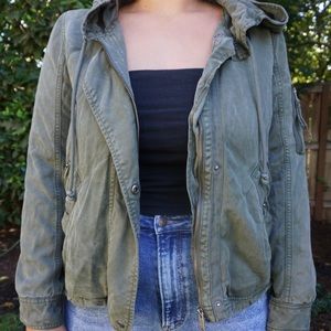 American Eagle Green Zip Down Utility Jacket